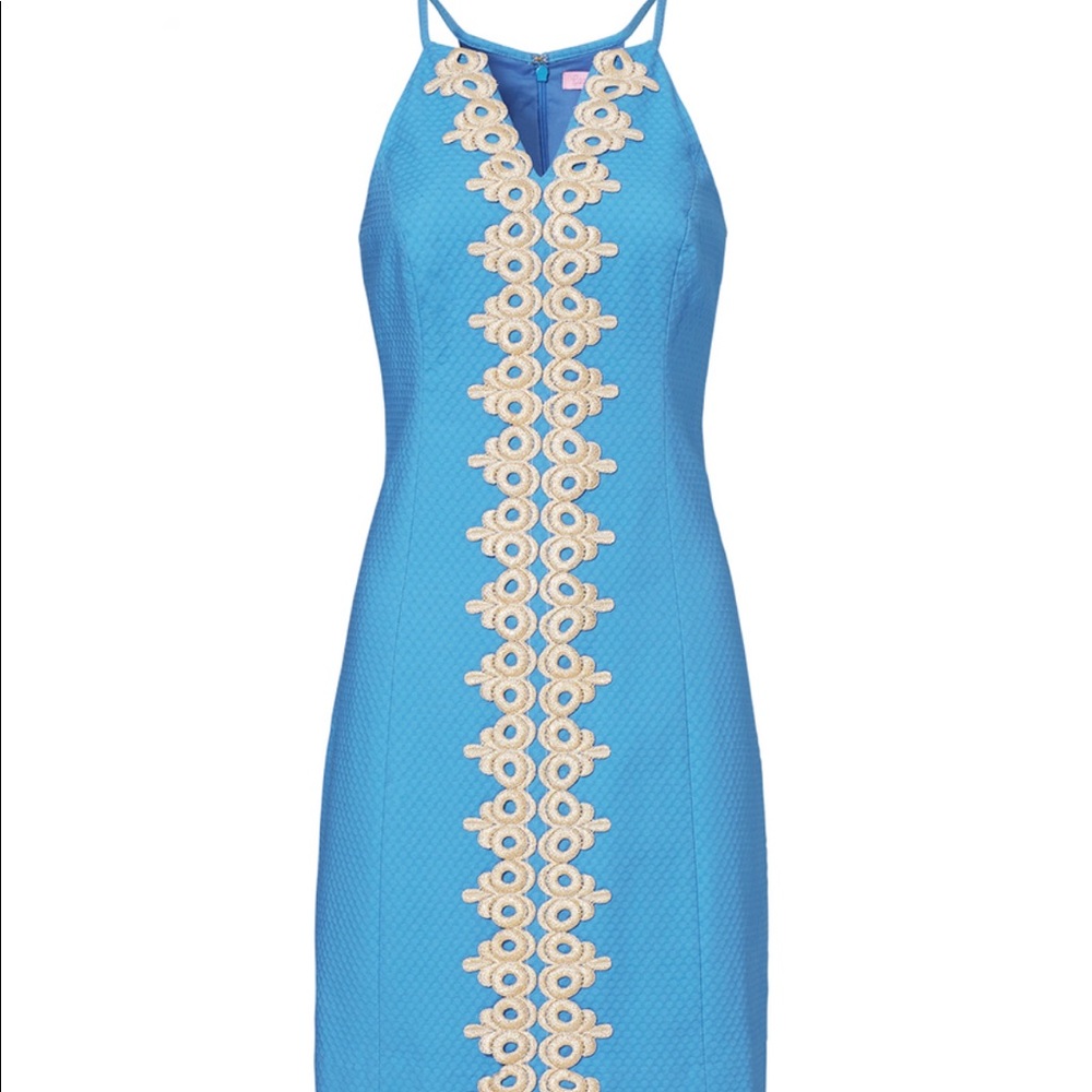 Lilly Pulitzer pearl and gold shift dress